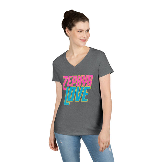 Zephyr Love Ladies' V-Neck T-Shirt - Trendy and Comfortable Casual Wear for Everyday Style